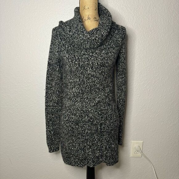 Ann Taylor Sweater Dress Black Size S Angora Wool Cashmere Cowl Neck Fitted Knit - Picture 1 of 9